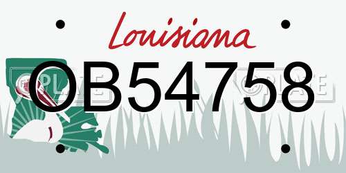 OB54758 Louisiana License Plate
