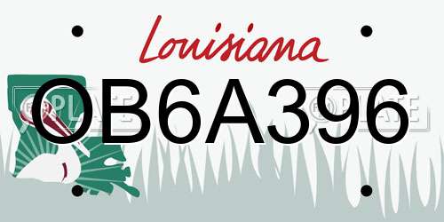 OB6A396 Louisiana License Plate