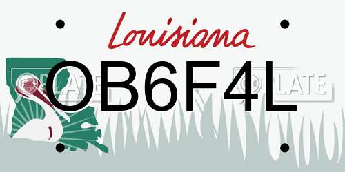 OB6F4L Louisiana License Plate