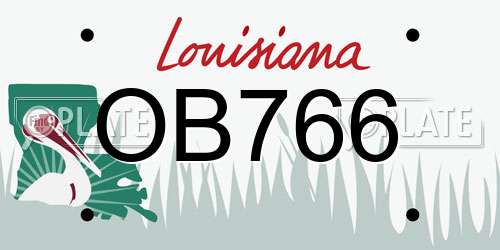 OB766 Louisiana License Plate
