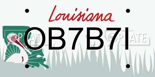 OB7B7I Louisiana License Plate