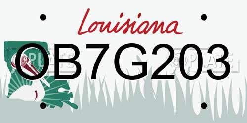 OB7G203 Louisiana License Plate
