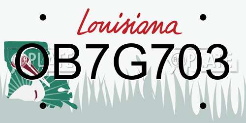 OB7G703 Louisiana License Plate