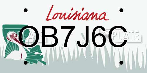OB7J6C Louisiana License Plate