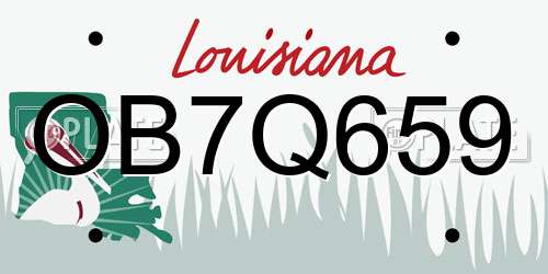 OB7Q659 Louisiana License Plate