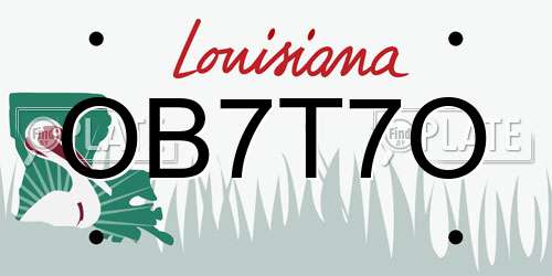 OB7T7O Louisiana License Plate
