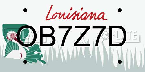 OB7Z7D Louisiana License Plate