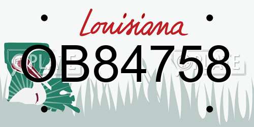 OB84758 Louisiana License Plate