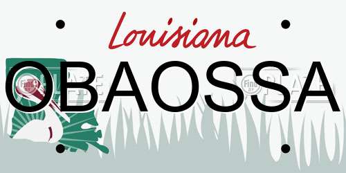 OBAOSSA Louisiana License Plate