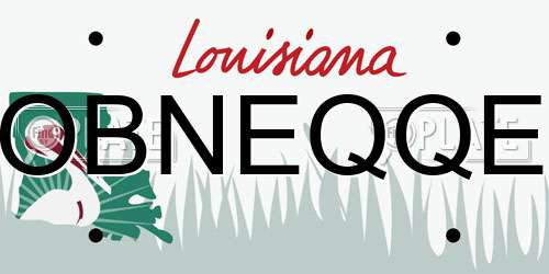 OBNEQQE Louisiana License Plate