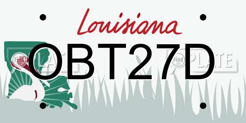 OBT27D Louisiana License Plate