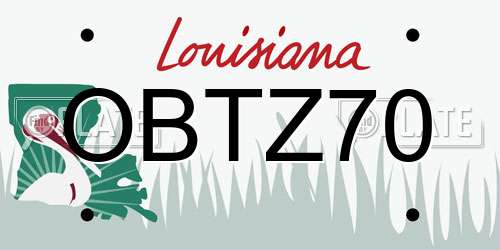 OBTZ70 Louisiana License Plate