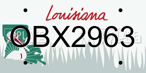OBX2963 Louisiana License Plate