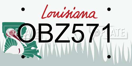OBZ571 Louisiana License Plate