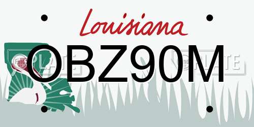 OBZ90M Louisiana License Plate