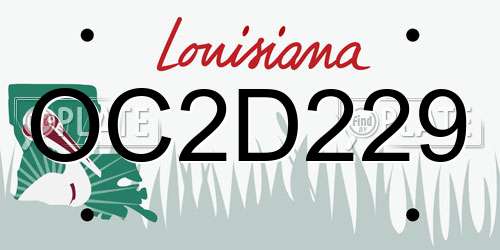 OC2D229 Louisiana License Plate