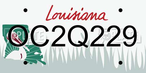 OC2Q229 Louisiana License Plate