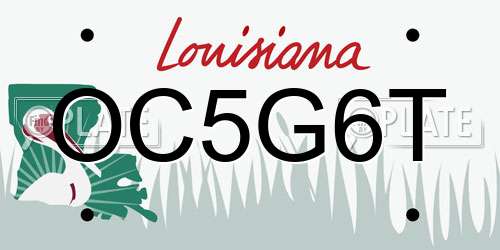 OC5G6T Louisiana License Plate