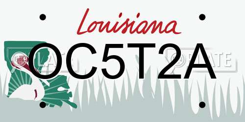 OC5T2A Louisiana License Plate