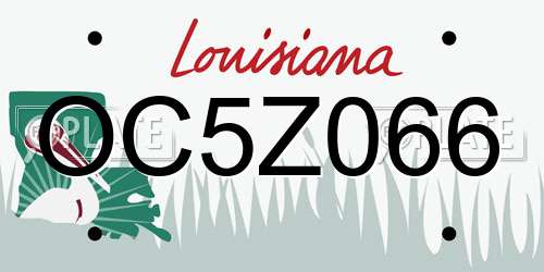 OC5Z066 Louisiana License Plate