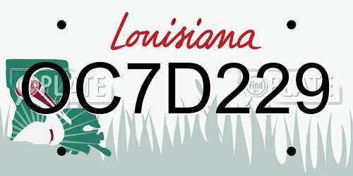 OC7D229 Louisiana License Plate