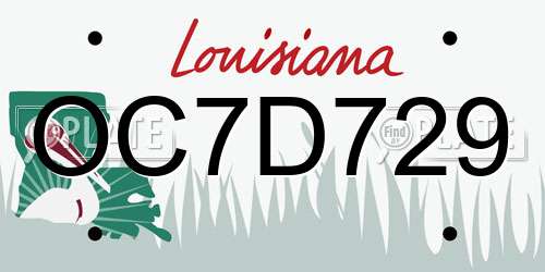 OC7D729 Louisiana License Plate