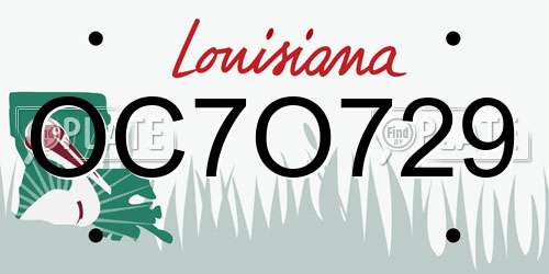 OC7O729 Louisiana License Plate