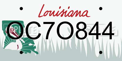 OC7O844 Louisiana License Plate