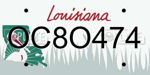 OC8O474 Louisiana License Plate