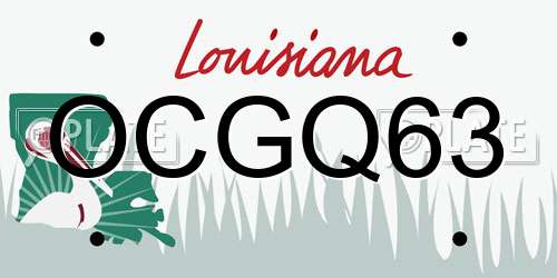 OCGQ63 Louisiana License Plate