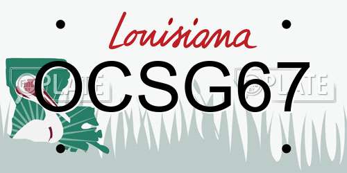 OCSG67 Louisiana License Plate