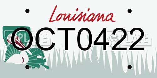 OCT0422 Louisiana License Plate