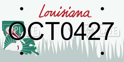 OCT0427 Louisiana License Plate