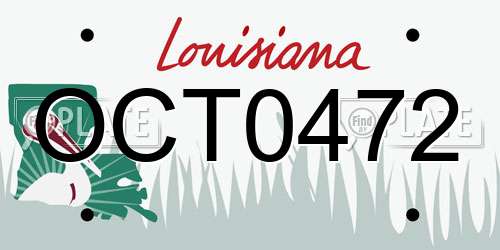 OCT0472 Louisiana License Plate
