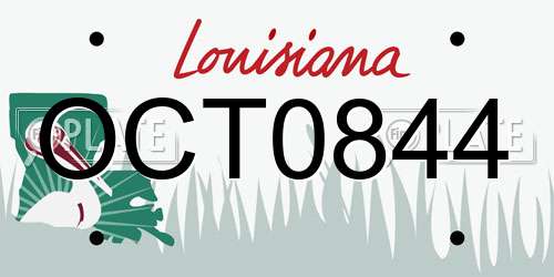 OCT0844 Louisiana License Plate