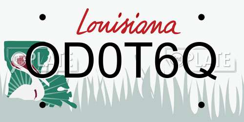 OD0T6Q Louisiana License Plate