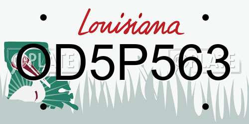 OD5P563 Louisiana License Plate