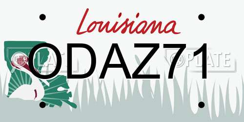 ODAZ71 Louisiana License Plate