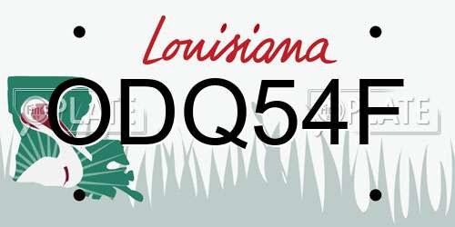 ODQ54F Louisiana License Plate