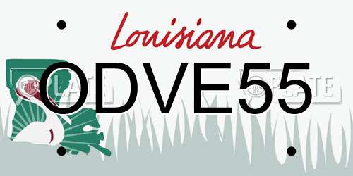 ODVE55 Louisiana License Plate