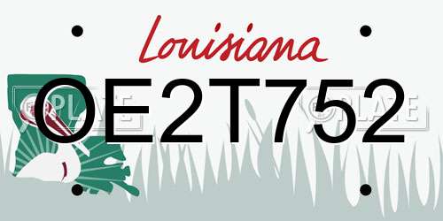 OE2T752 Louisiana License Plate