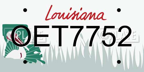 OET7752 Louisiana License Plate