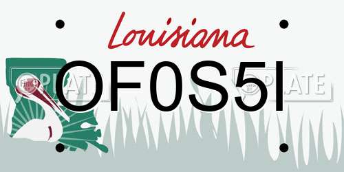 OF0S5I Louisiana License Plate