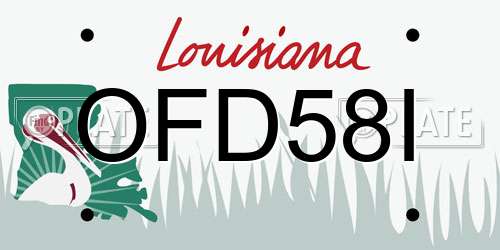 OFD58I Louisiana License Plate