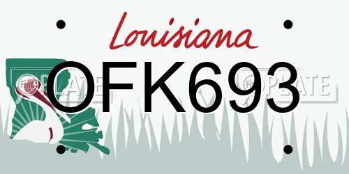 OFK693 Louisiana License Plate