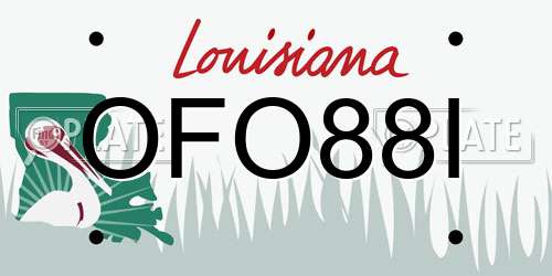 OFO88I Louisiana License Plate