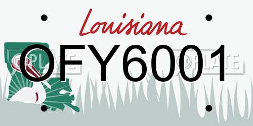 OFY6001 Louisiana License Plate
