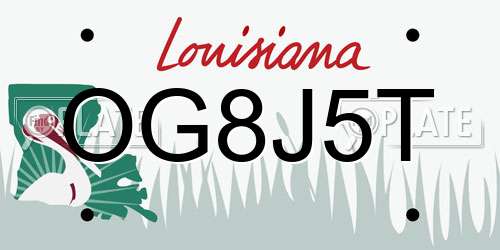 OG8J5T Louisiana License Plate