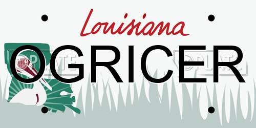 OGRICER Louisiana License Plate