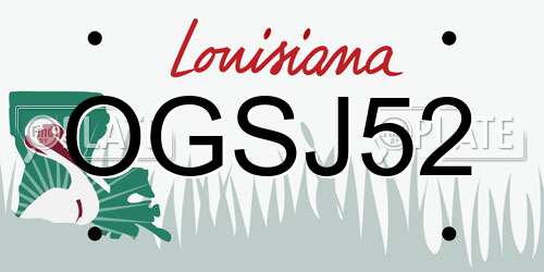 OGSJ52 Louisiana License Plate